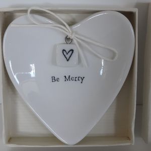 NWOT East of India Ceramic heart dish